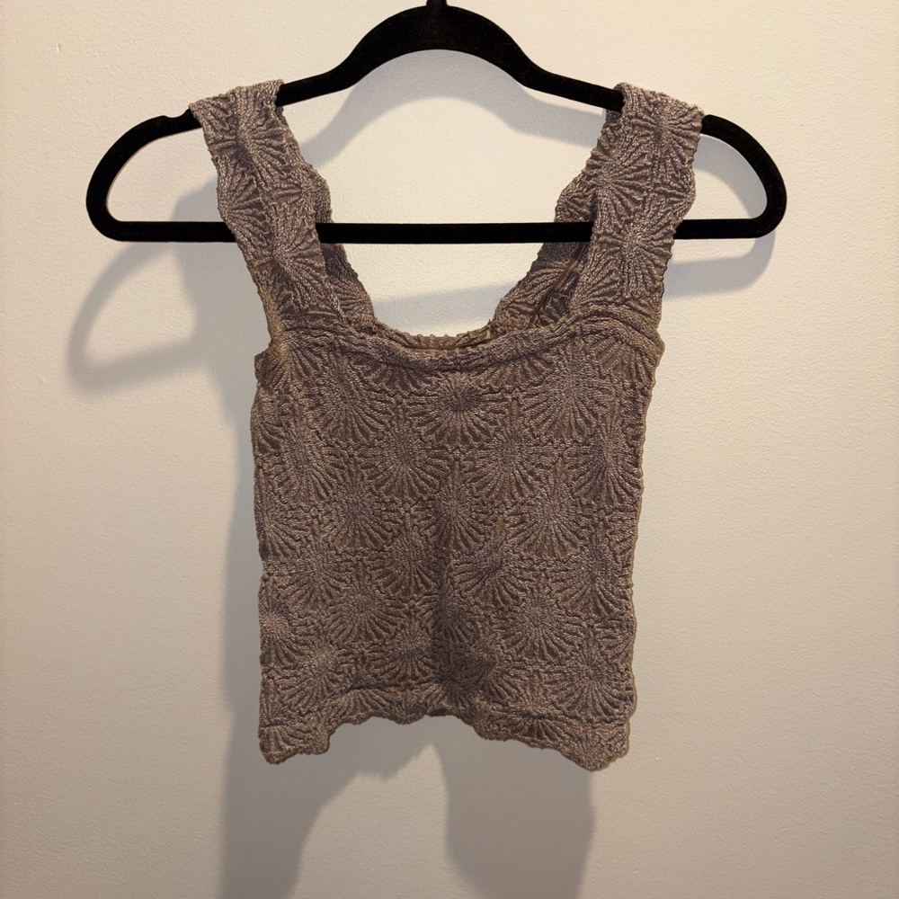 Free People Textured Beige Crop Top